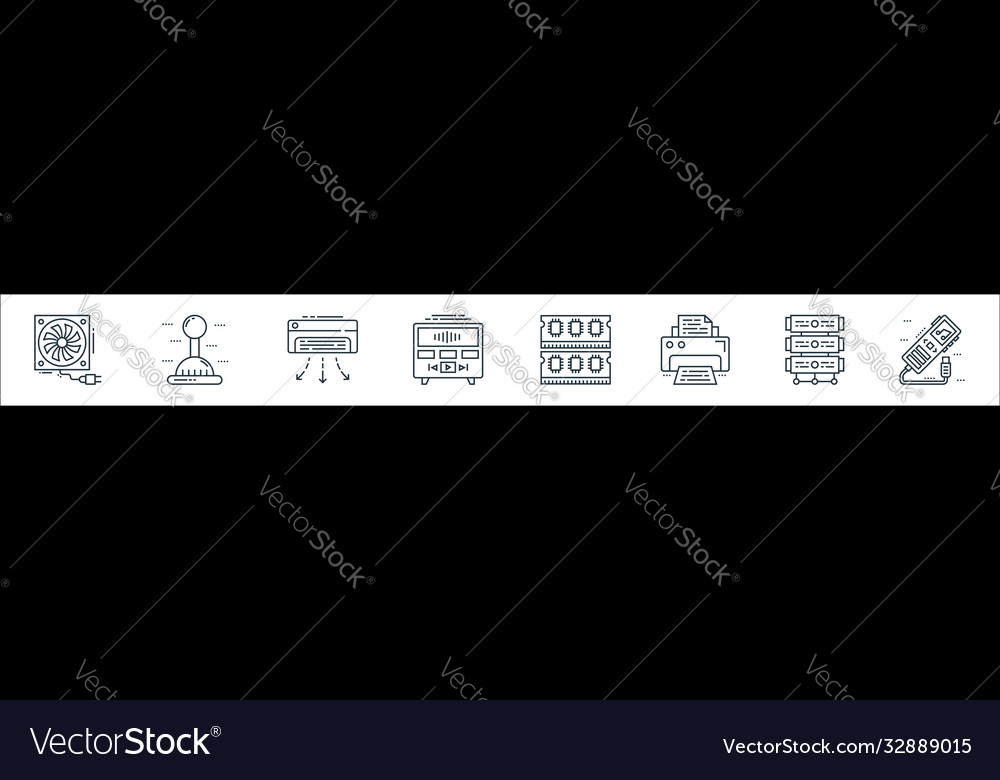 Technology devices line icons linear set quality vector image Technology devices line icons linear set quality