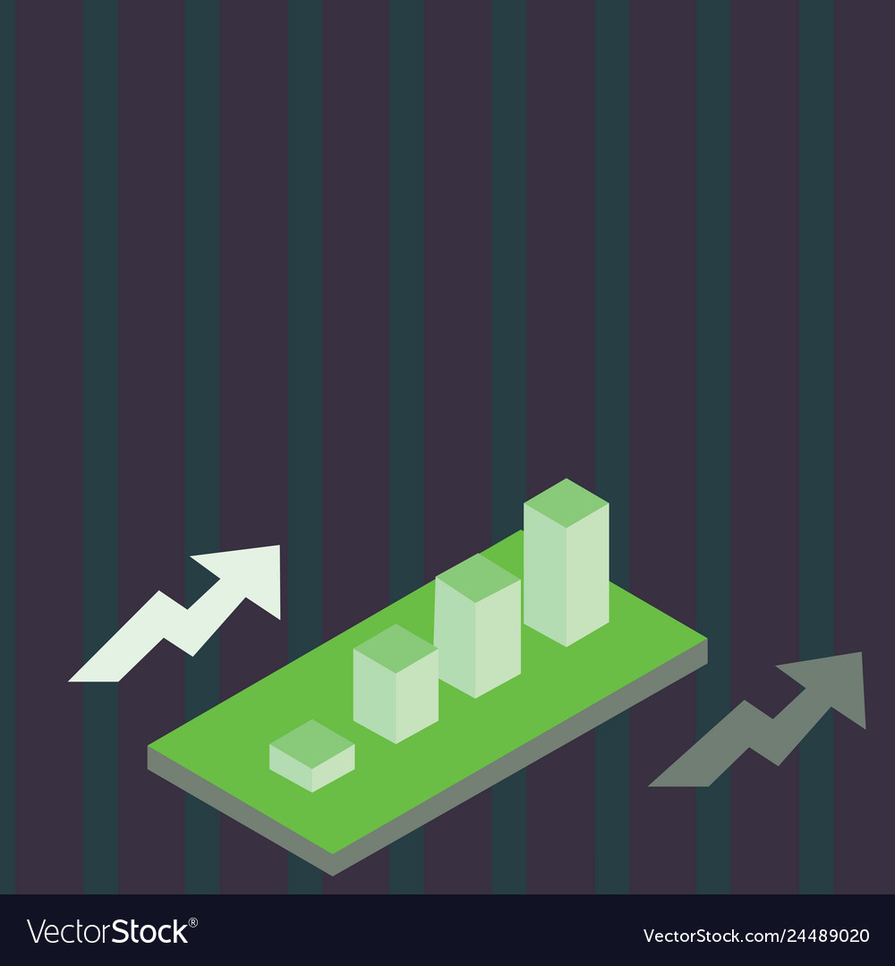 Colorful growing clustered 3d bar chart graph vector image Colorful growing clustered 3d bar chart graph