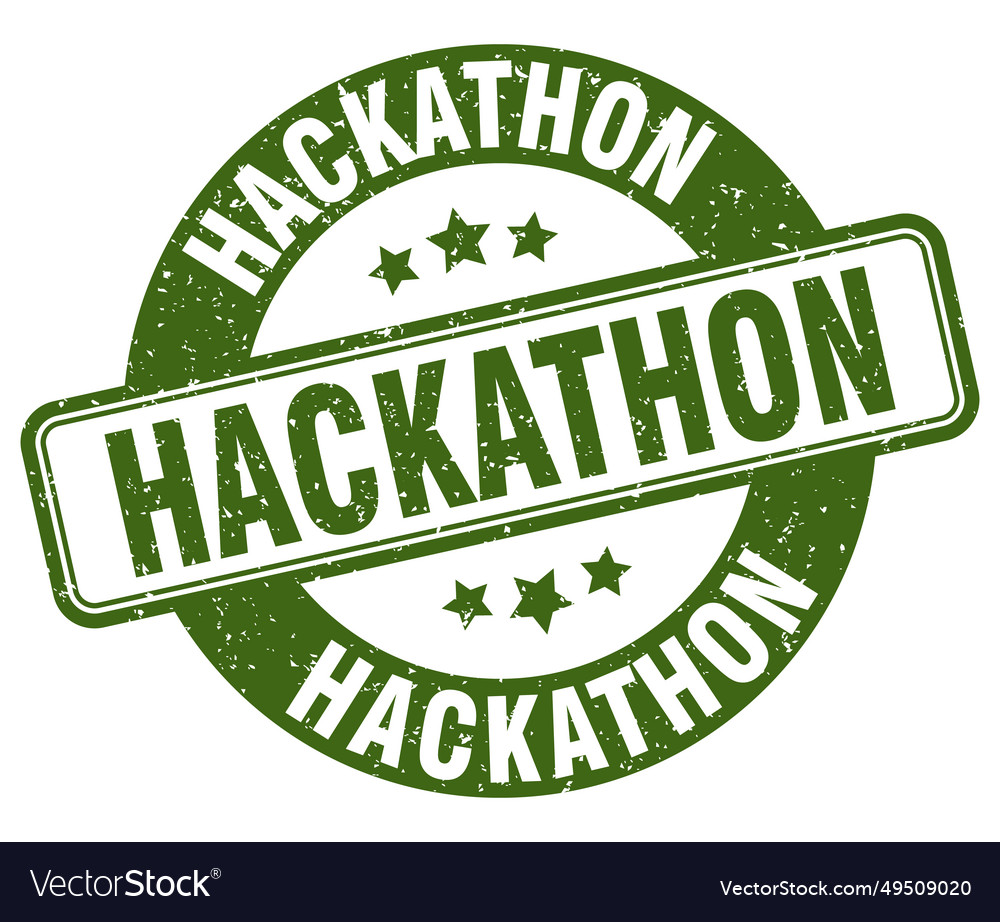 Hackathon stamp label round grunge sign Royalty Free Vector