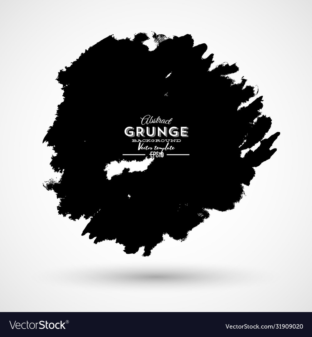 Hand painted ink blob black round button vector image Hand painted ink blob black round button