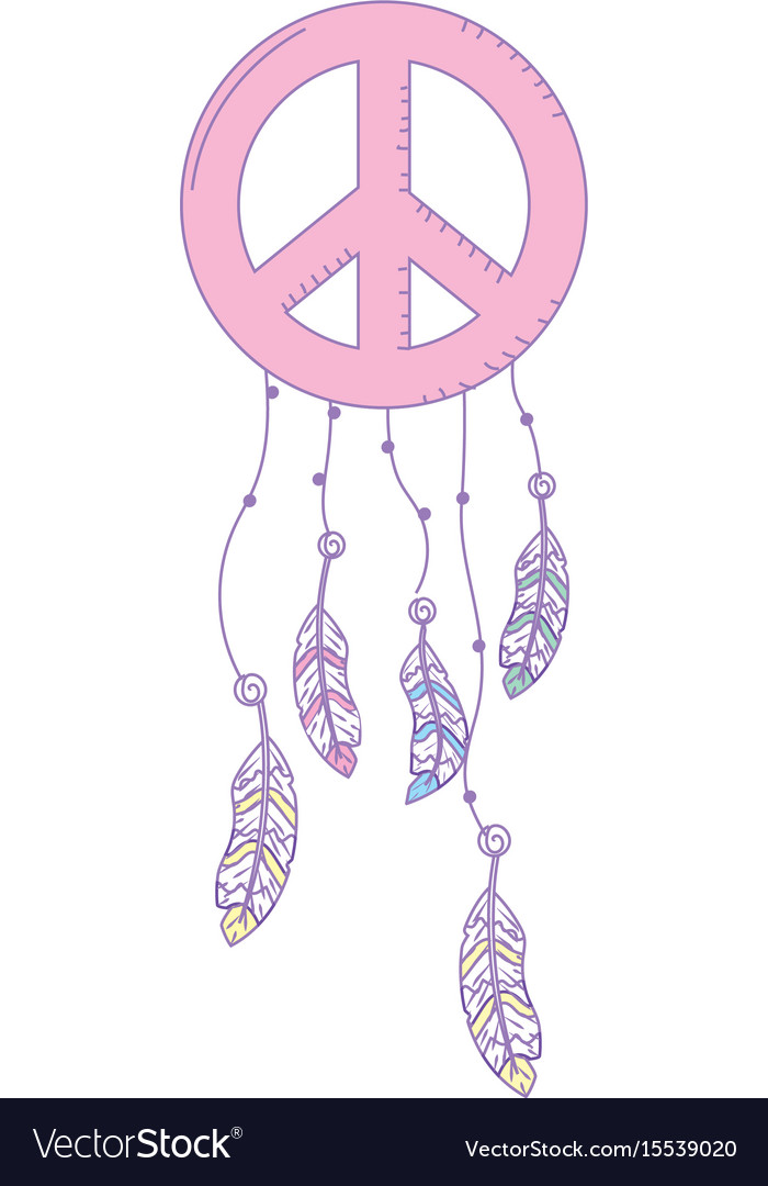 Hippie emblem symbol with feathers design