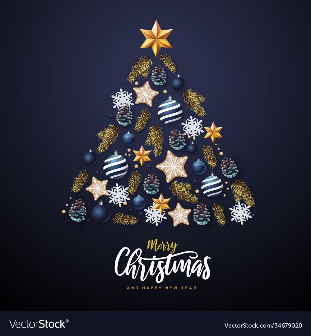 Holiday decorative christmas tree Royalty Free Vector Image