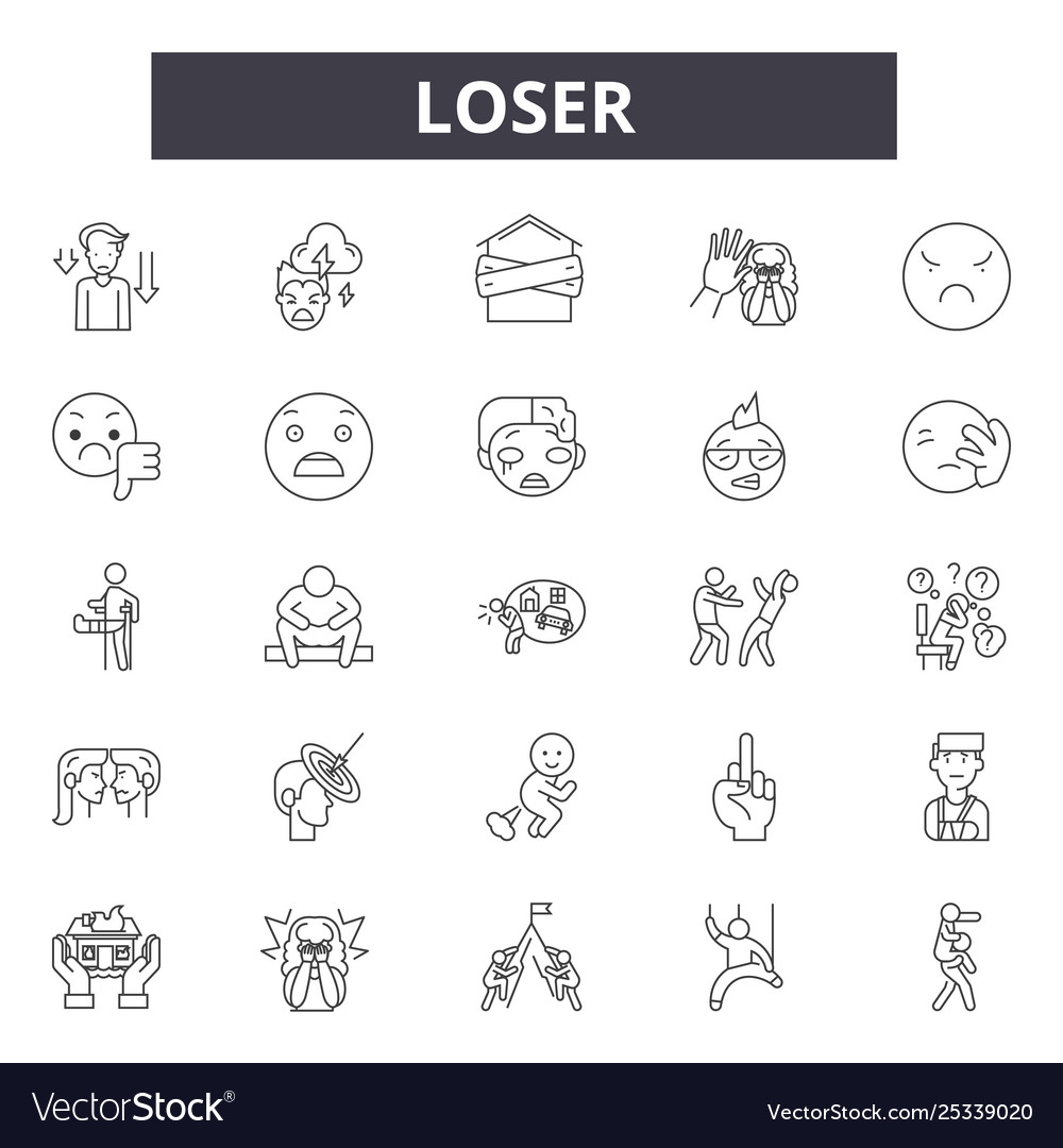 Loser line icons signs set linear