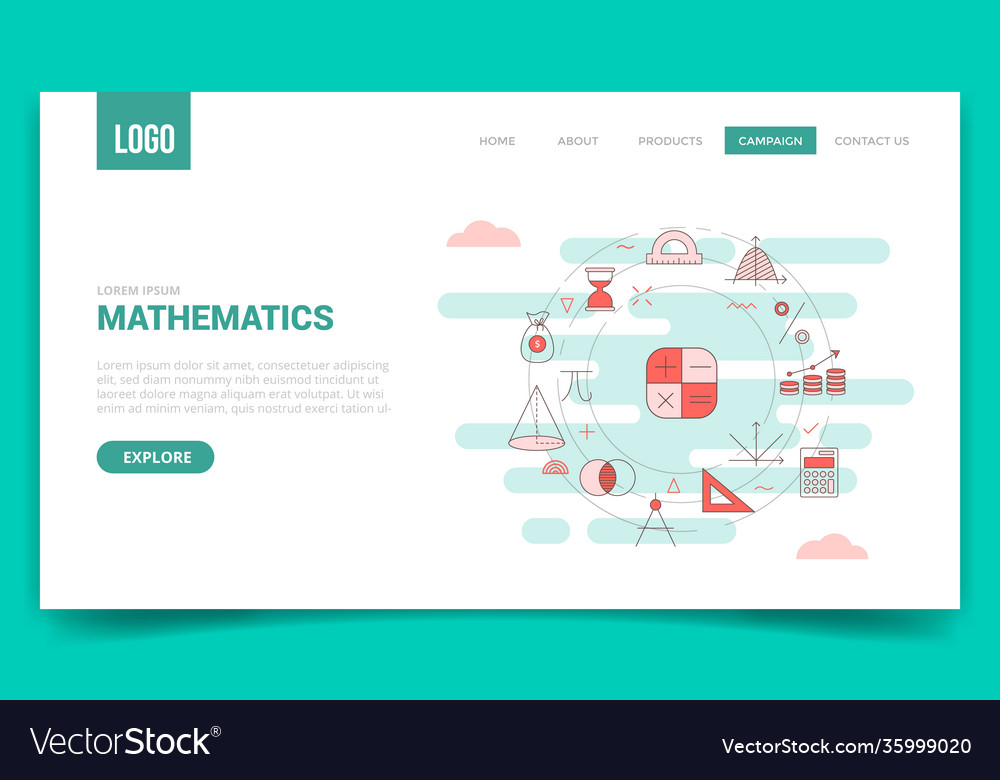 Mathematics concept with circle icon for website vector image Mathematics concept with circle icon for website