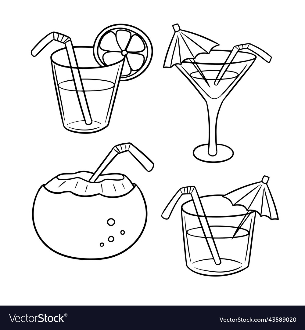 Monochrome picture exotic drinks in glass Vector Image