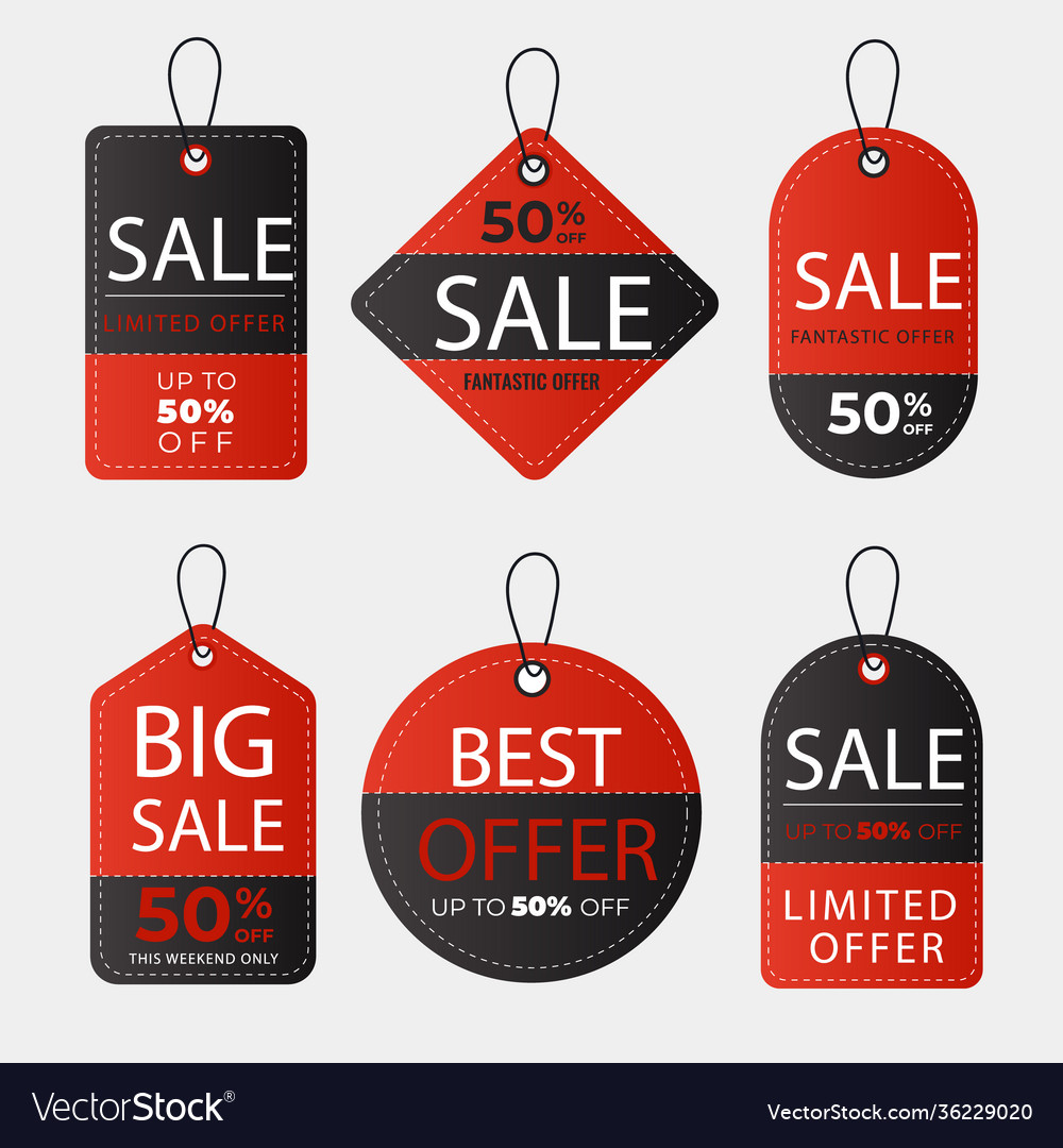 Pack flat design sales tags