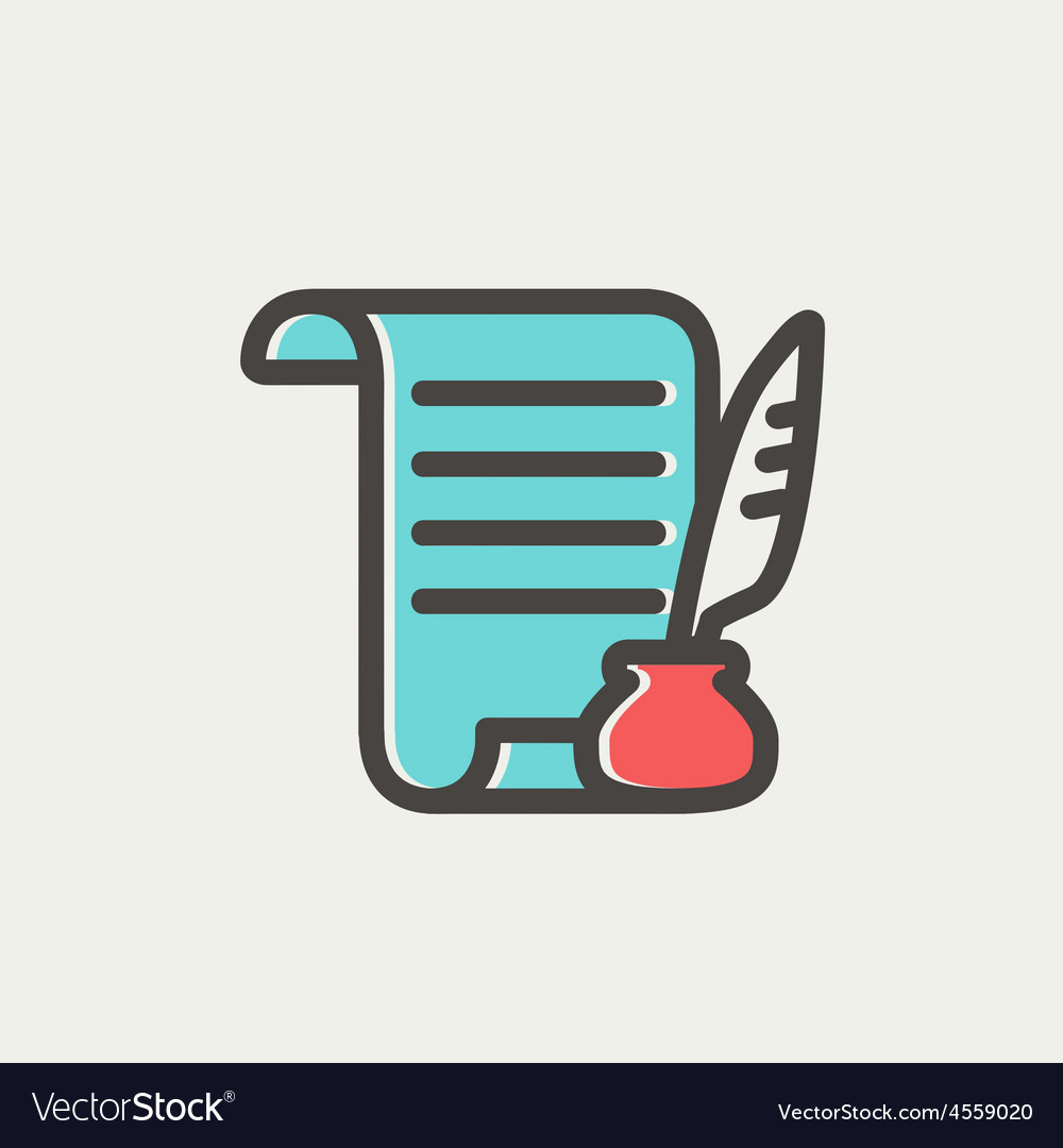 Paper Scroll with Feather Pen Icon