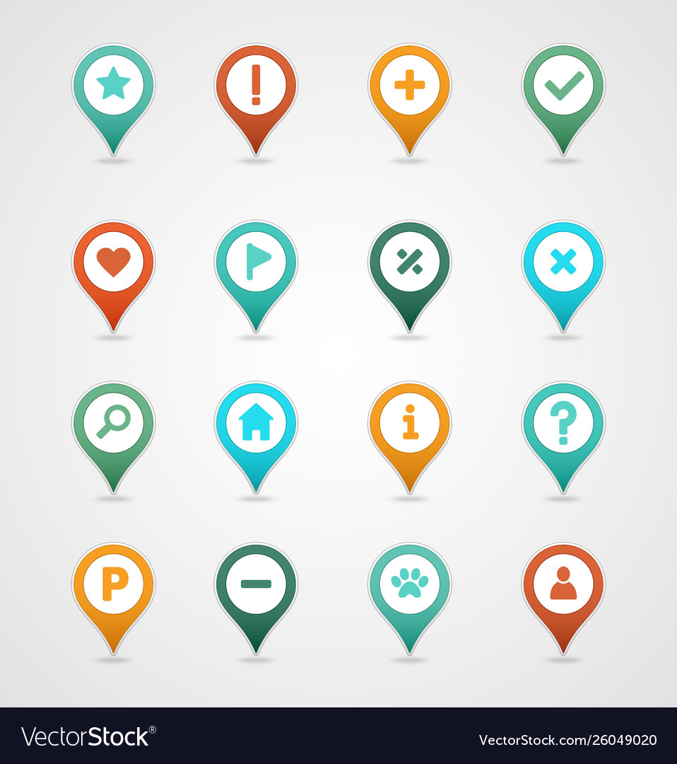 Pin map icon set pointer markers vector image Pin map icon set pointer markers