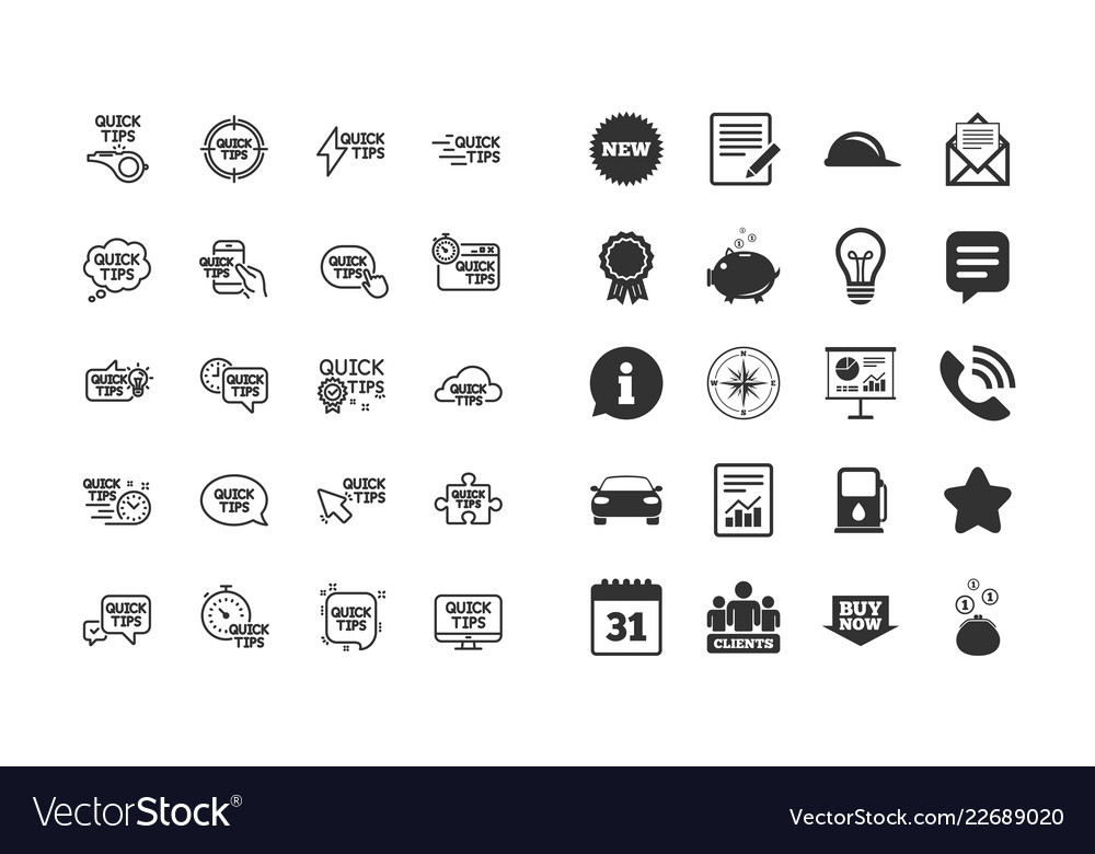 Quick tips line icons set of helpful tricks