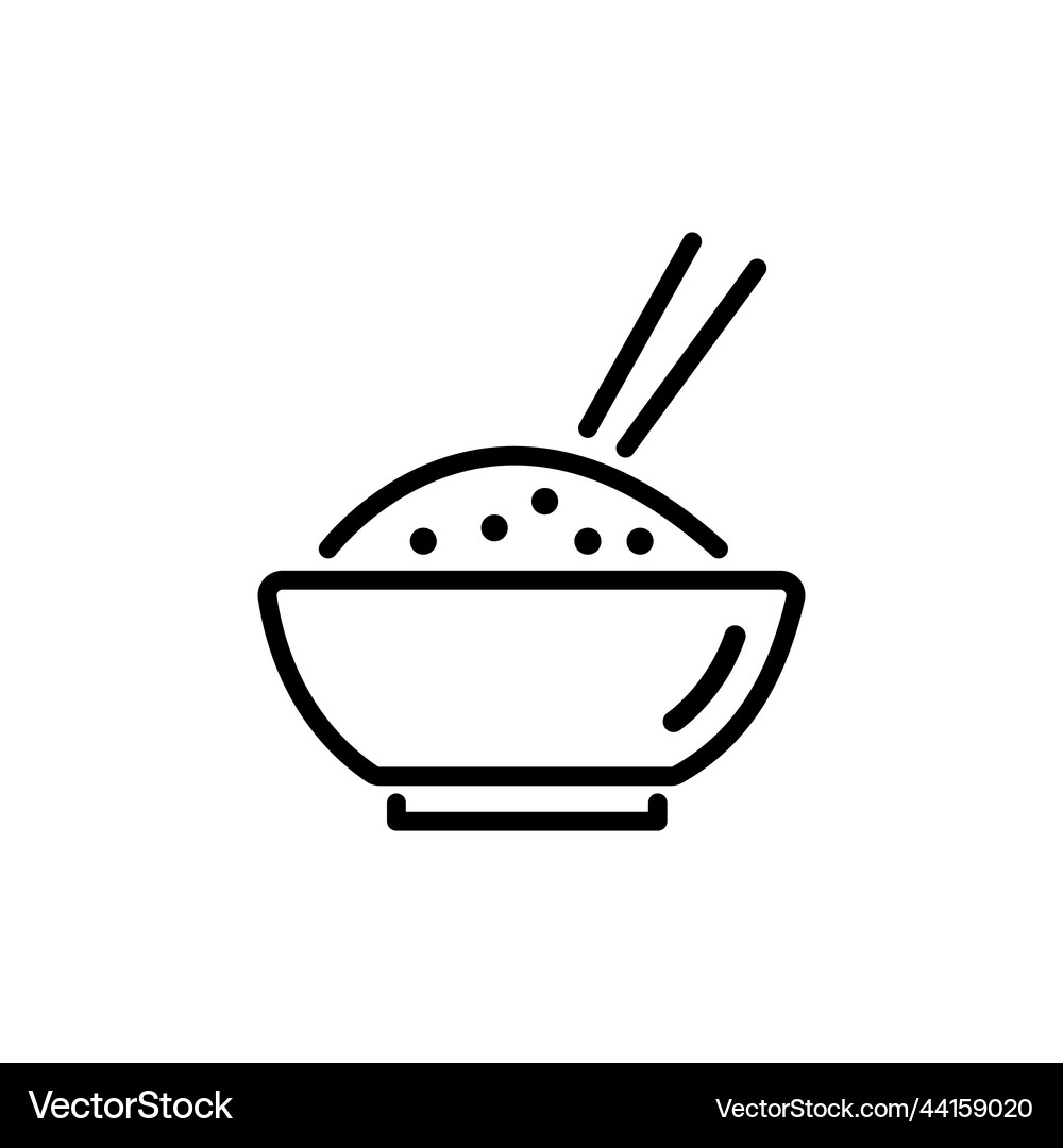 Rice bowl outline icon linear style sign Vector Image