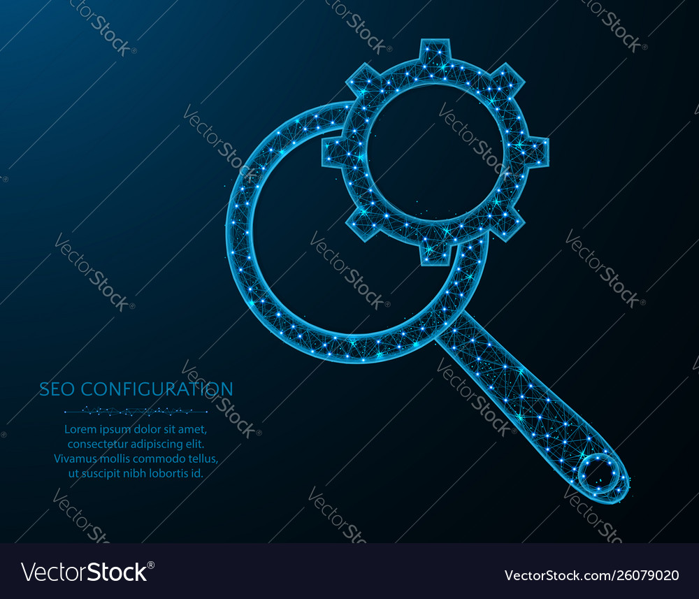 Seo configuration low poly design magnifying