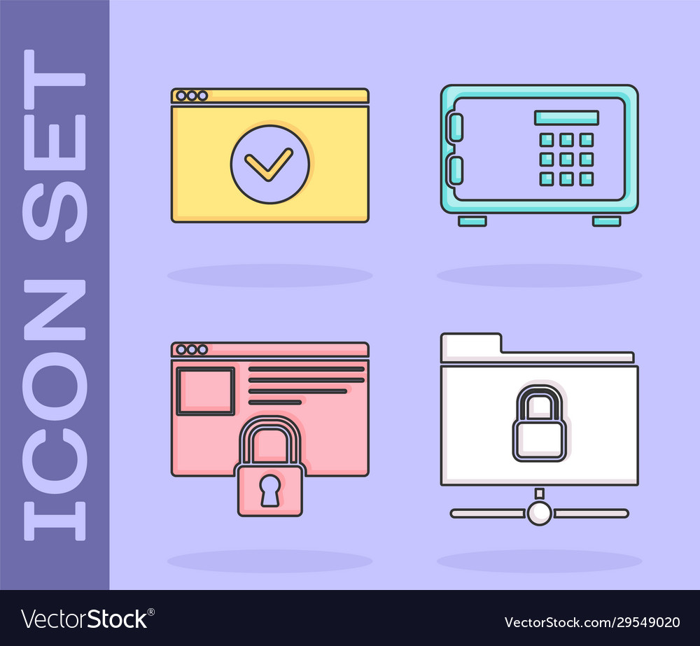 Set ftp folder and lock secure your site vector image Set ftp folder and lock secure your site