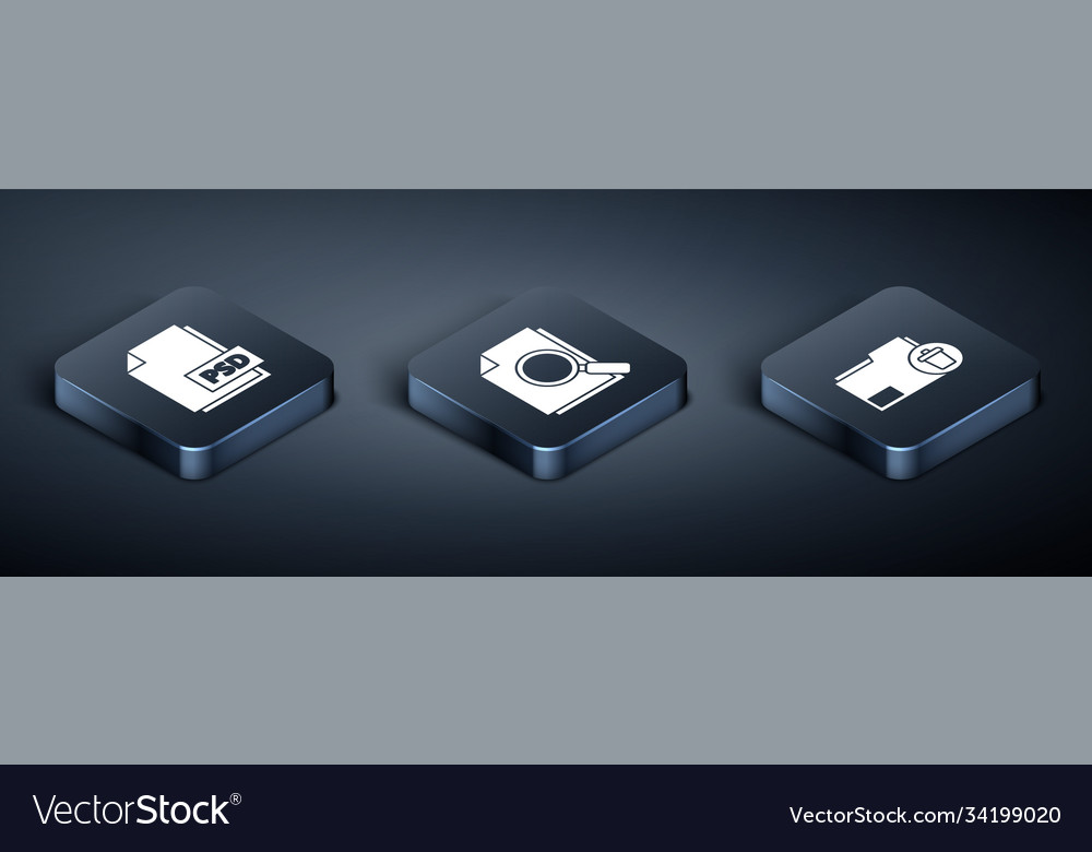 Set isometric psd file document delete folder vector image Set isometric psd file document delete folder