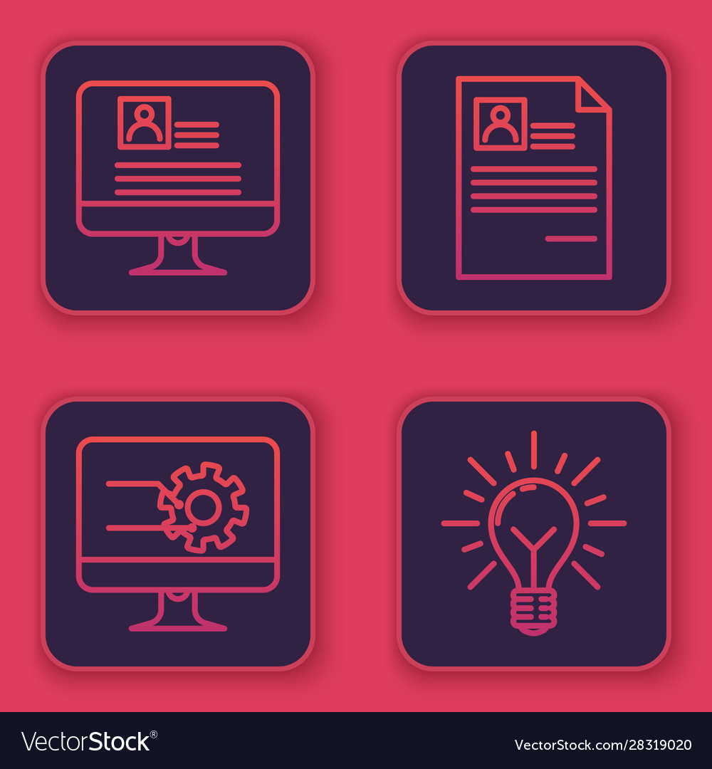 Set line computer monitor with resume vector image Set line computer monitor with resume