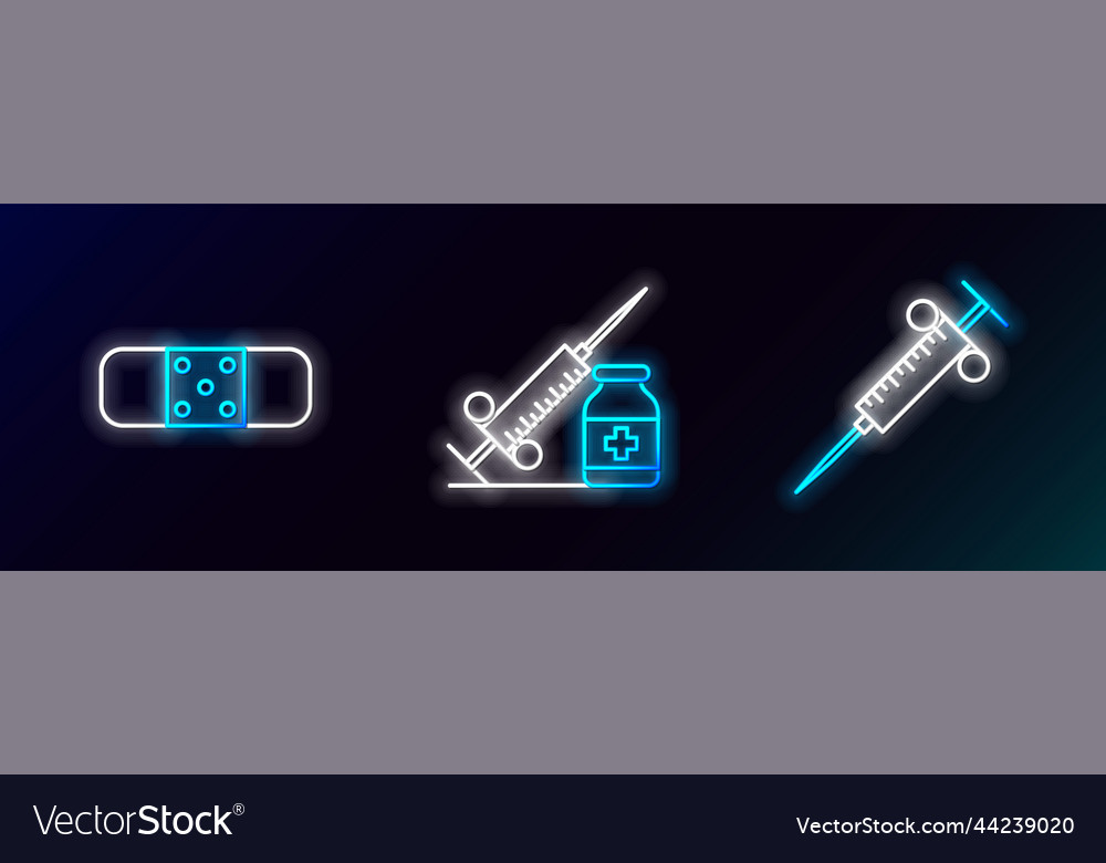 Set line syringe bandage plaster and medical