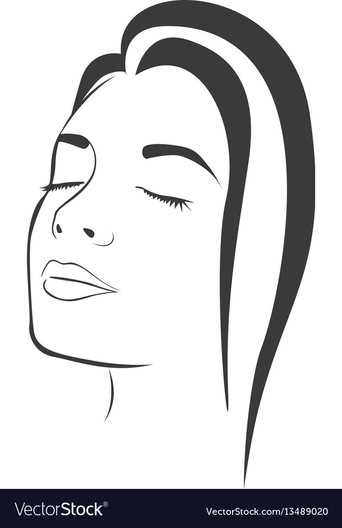 Side view sketch female face silhouette Royalty Free Vector