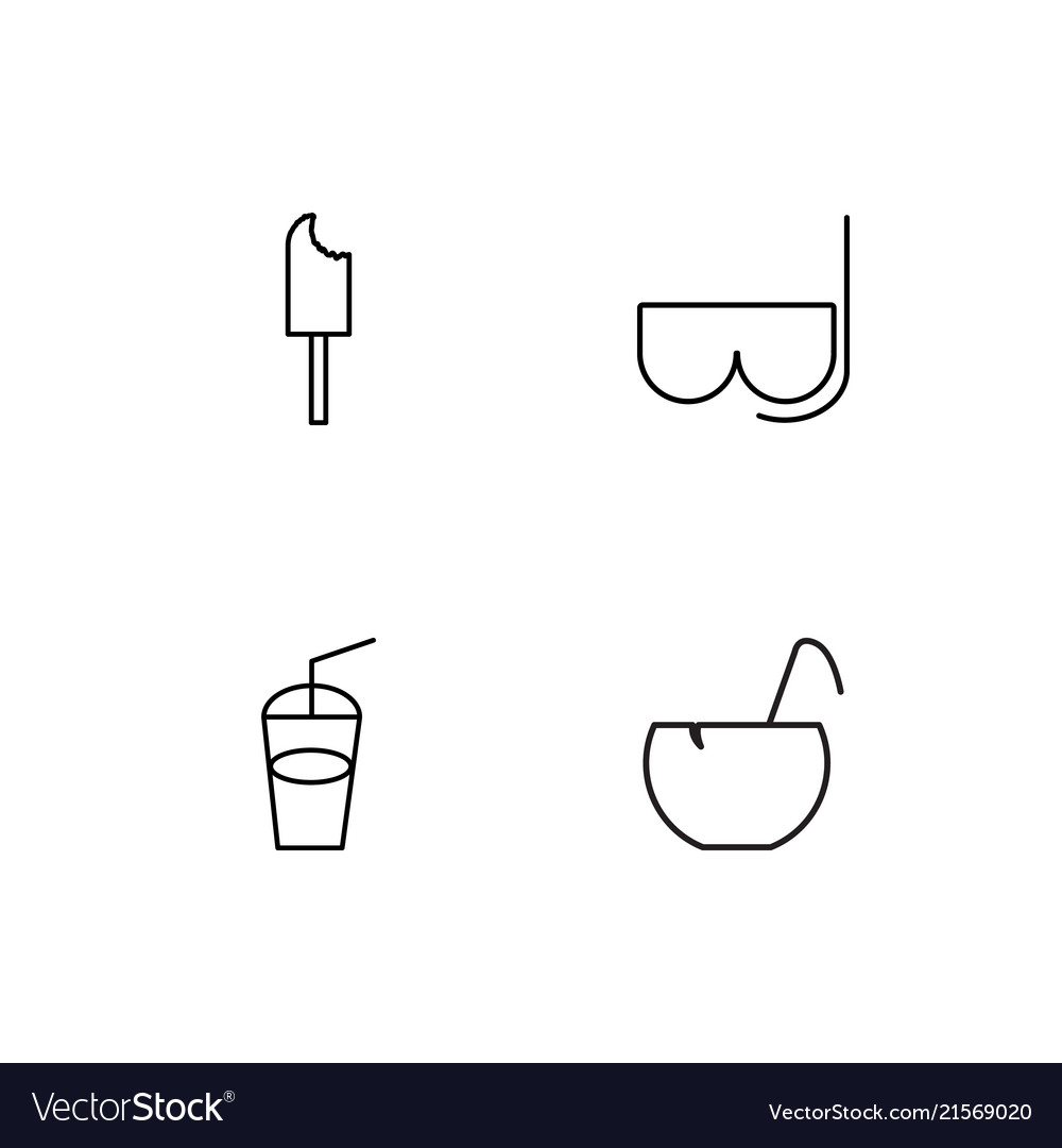 Summer linear icons set simple outline