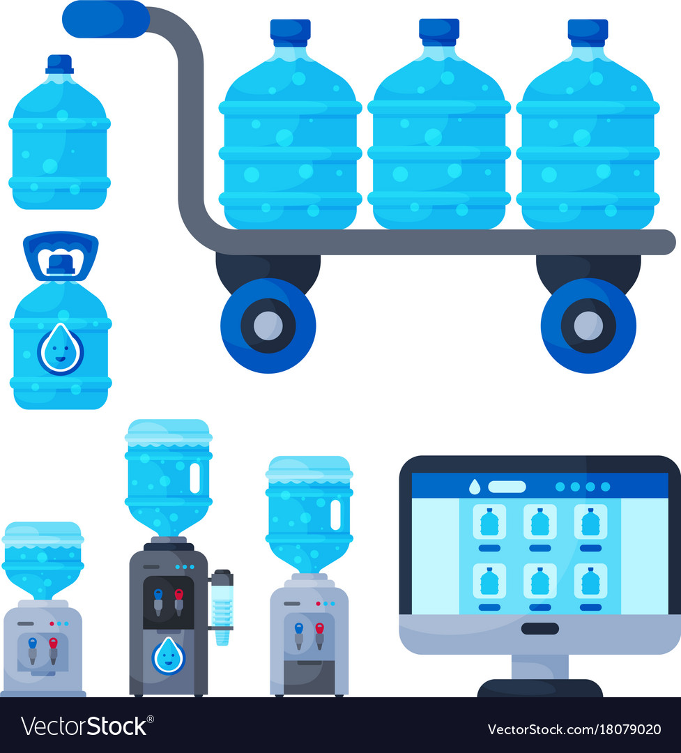 Water delivery service different water bottle Vector Image