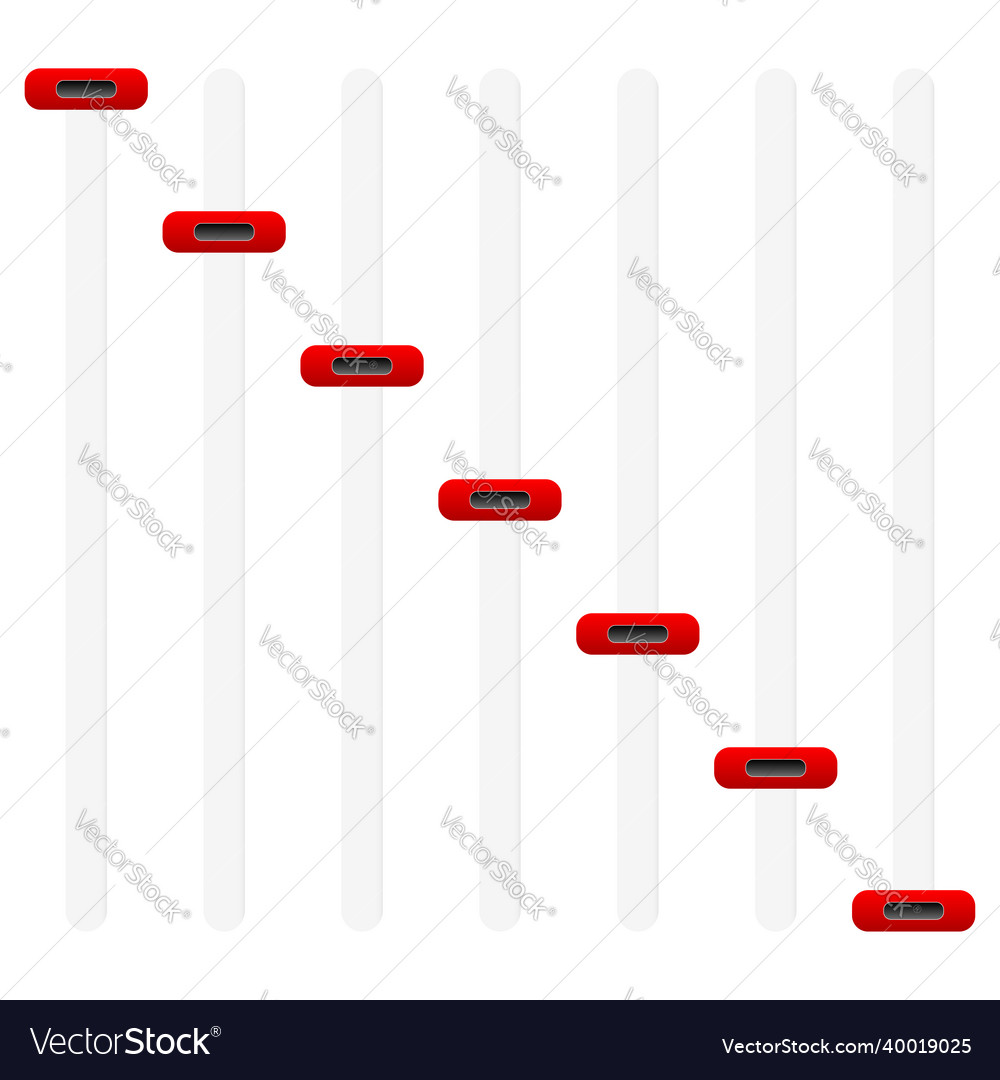 Adjuster slider tuner fader bars with levers knobs vector image Adjuster slider tuner fader bars with levers knobs