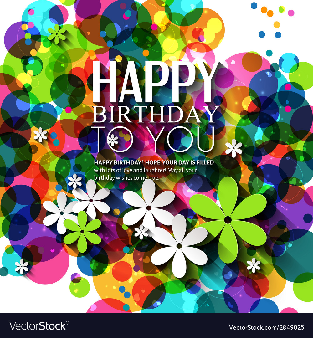 Birthday card with flowers in bright colors