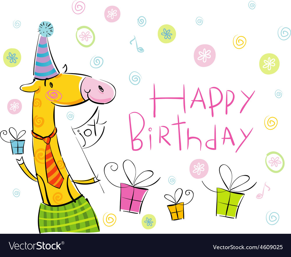 Birthday giraffe Royalty Free Vector Image - VectorStock