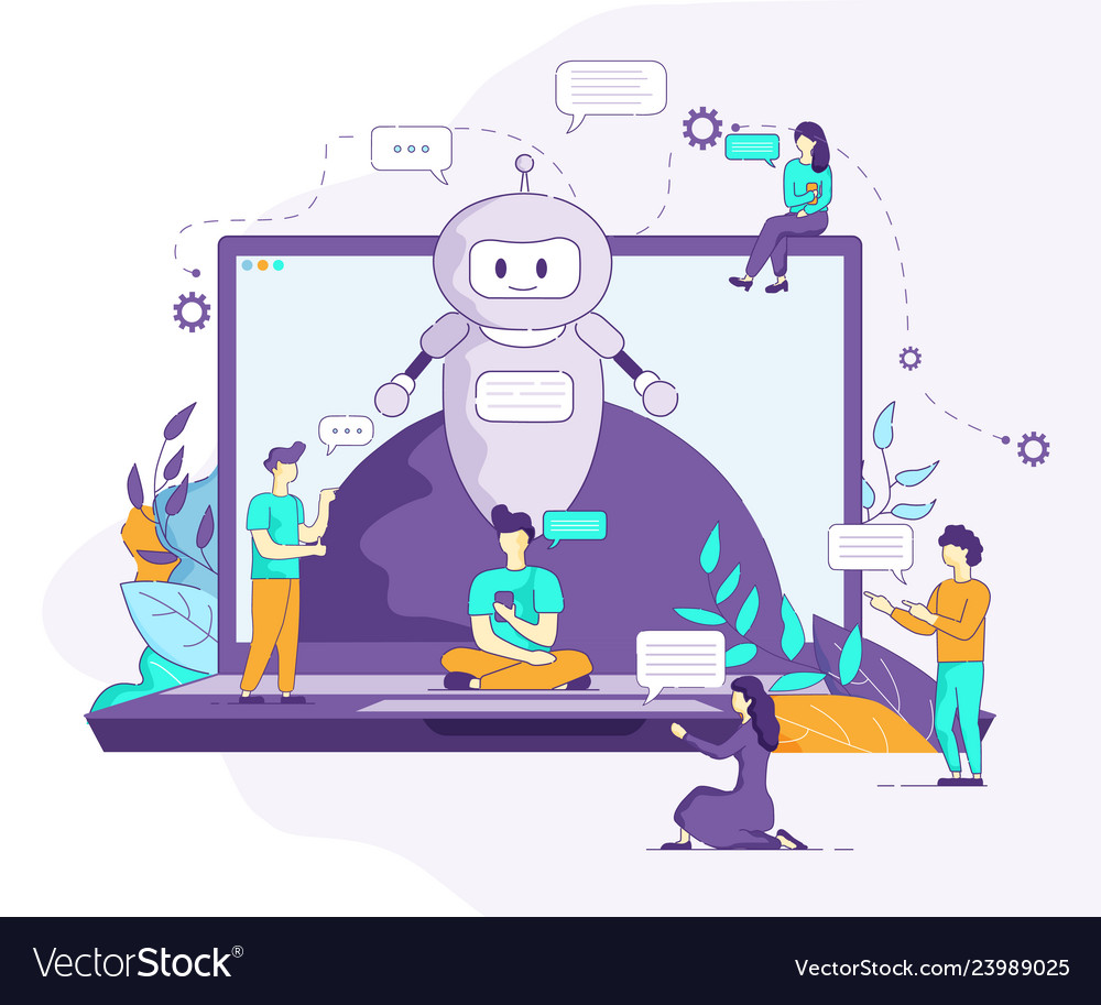 Bot artificial intelligence supports communication Vector Image Bot artificial intelligence supports communication