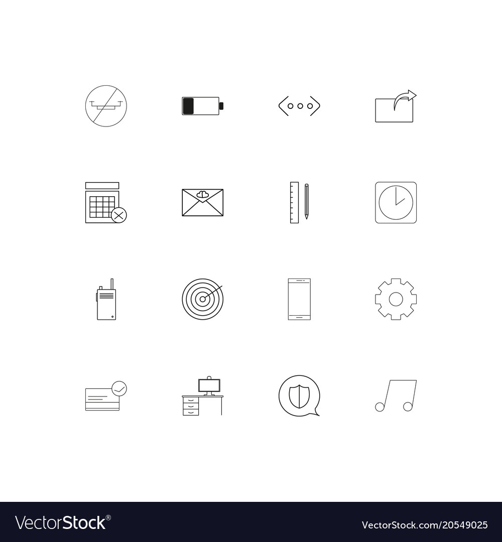 Devices simple linear icons set outlined