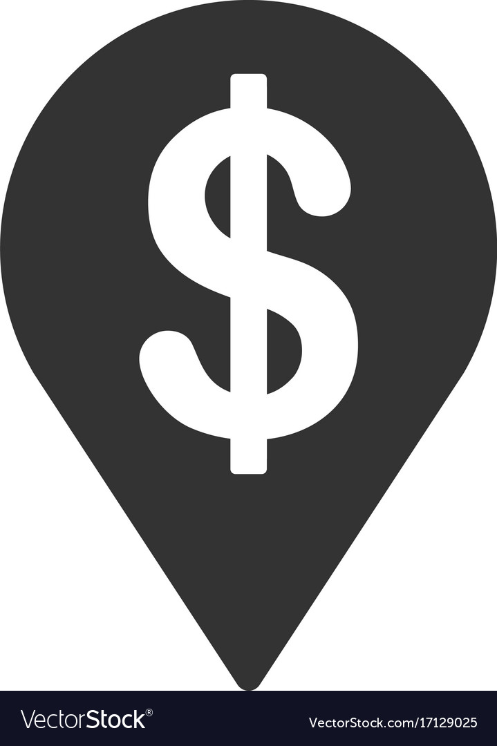 Dollar map pointer flat icon