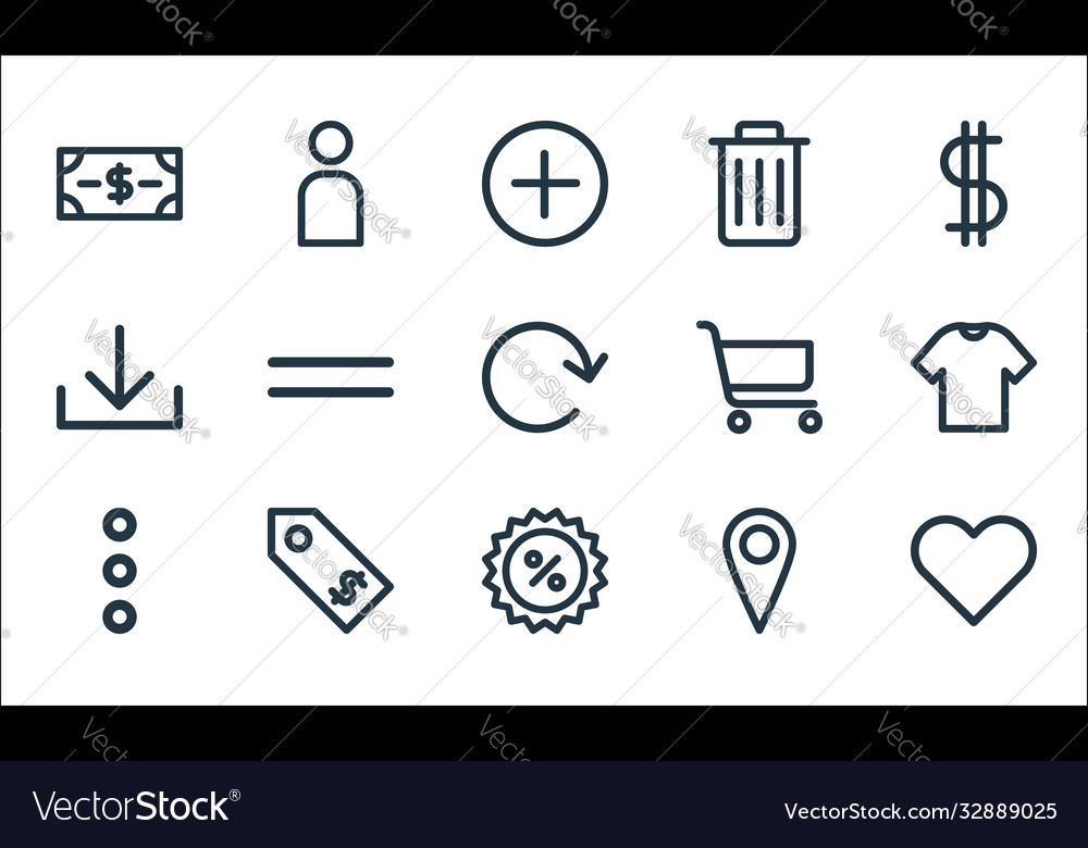 Ecommerce starter pack line icons linear set vector image Ecommerce starter pack line icons linear set