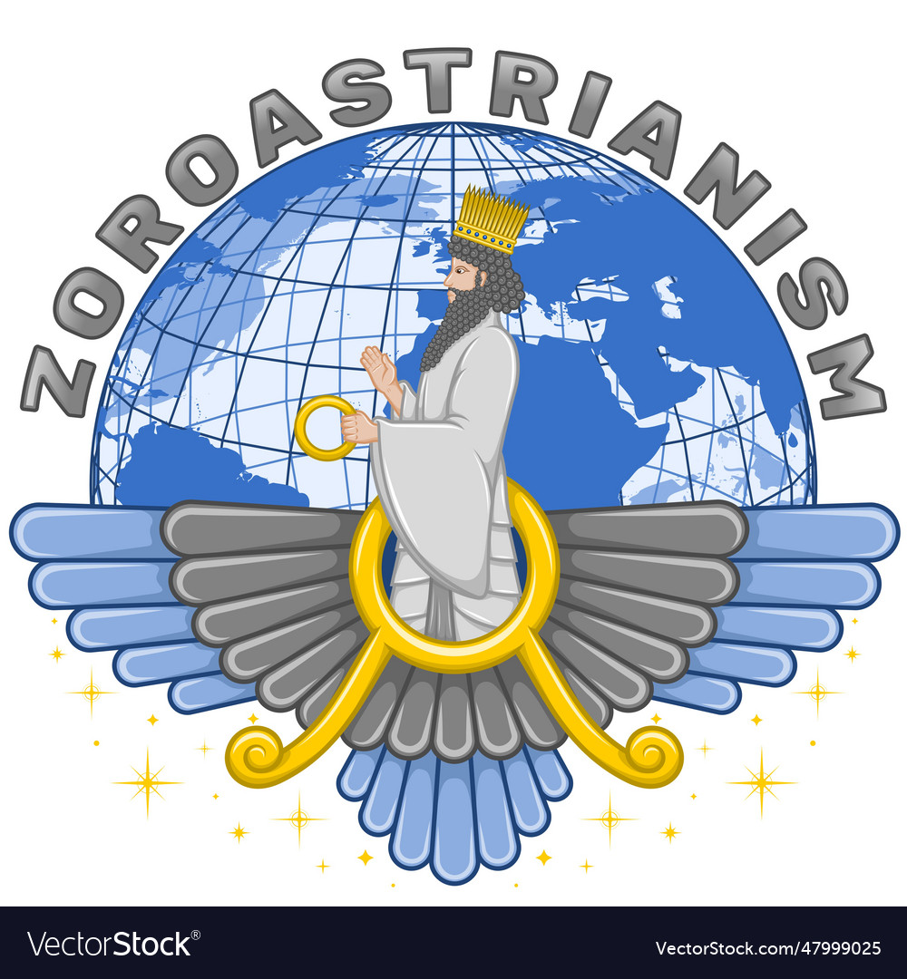 Faravahar symbol with planet earth Royalty Free Vector Image