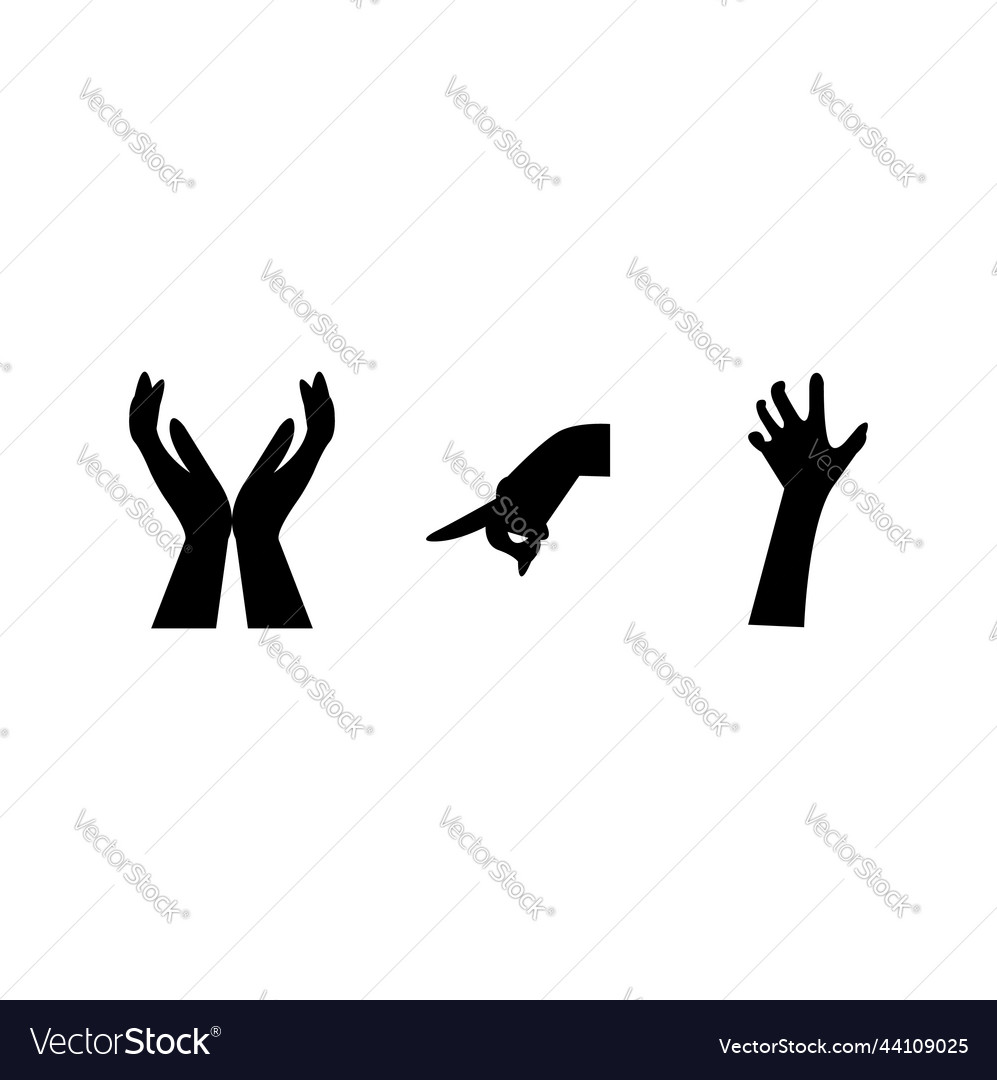 Hands icons isolated on white background