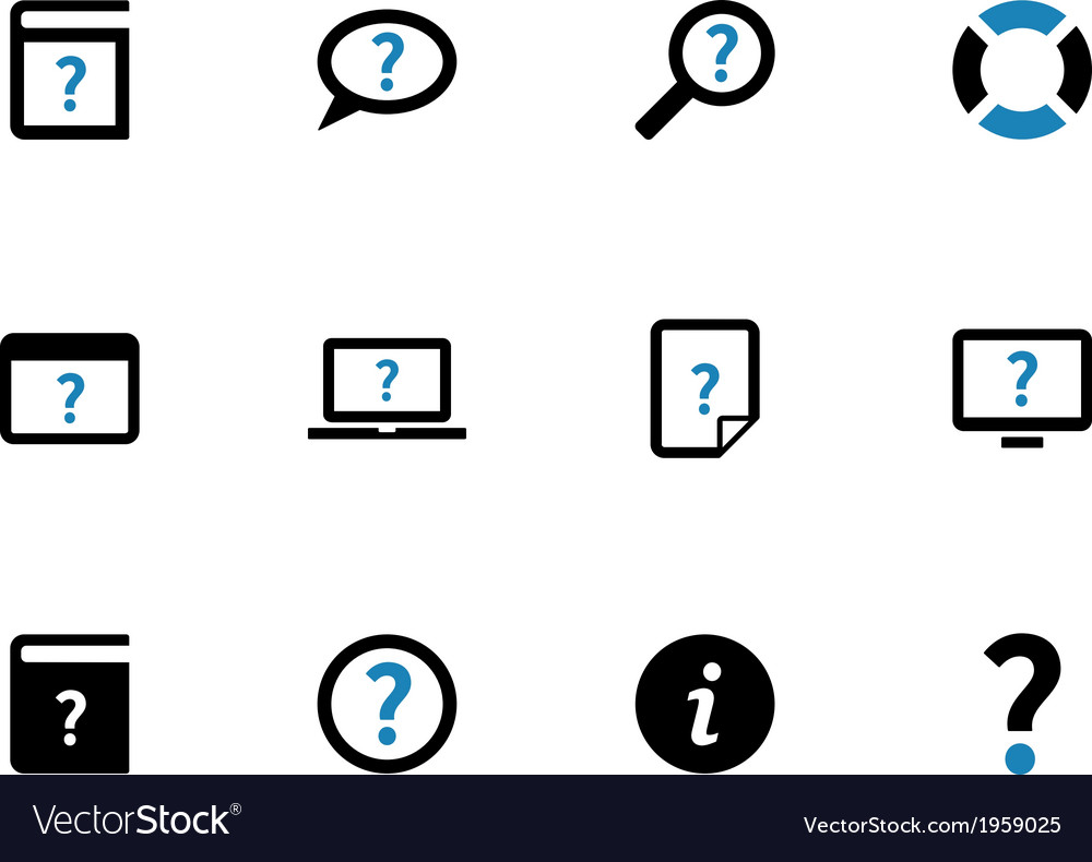 Help and faq duotone icons on white background