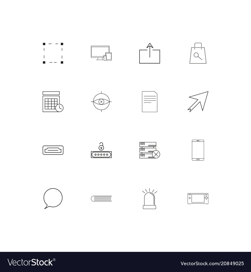 Internet technologies linear thin icons set