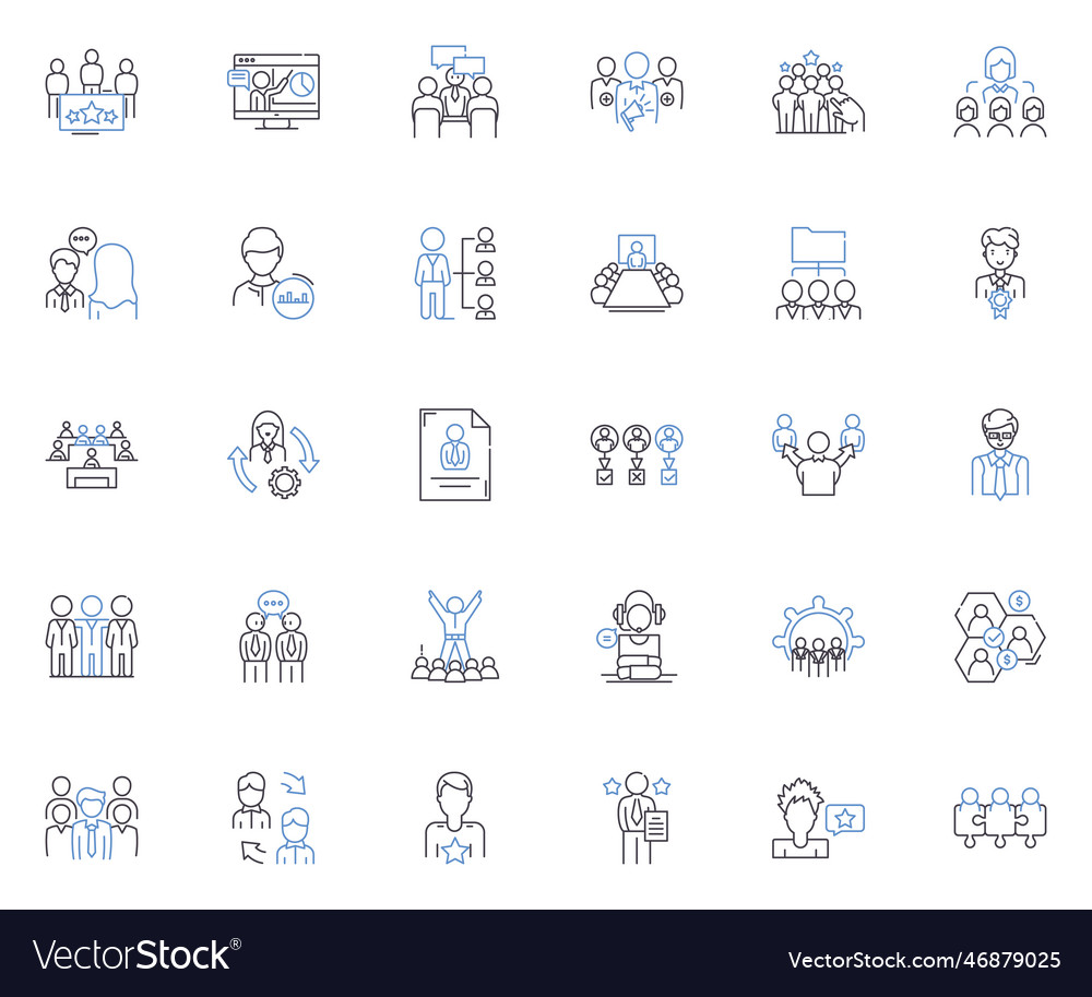 Managerial supervision line icons collection Vector Image