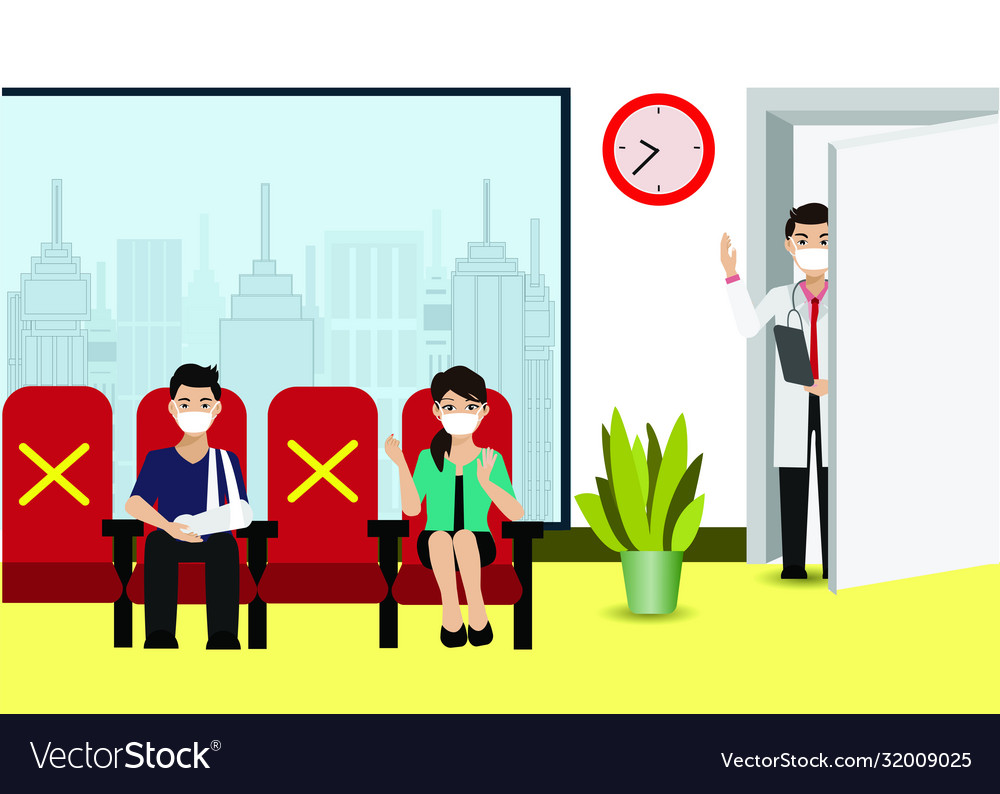 People come to see doctor in hospital Royalty Free Vector