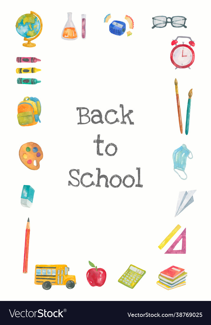 School stationery editable template in watercolor