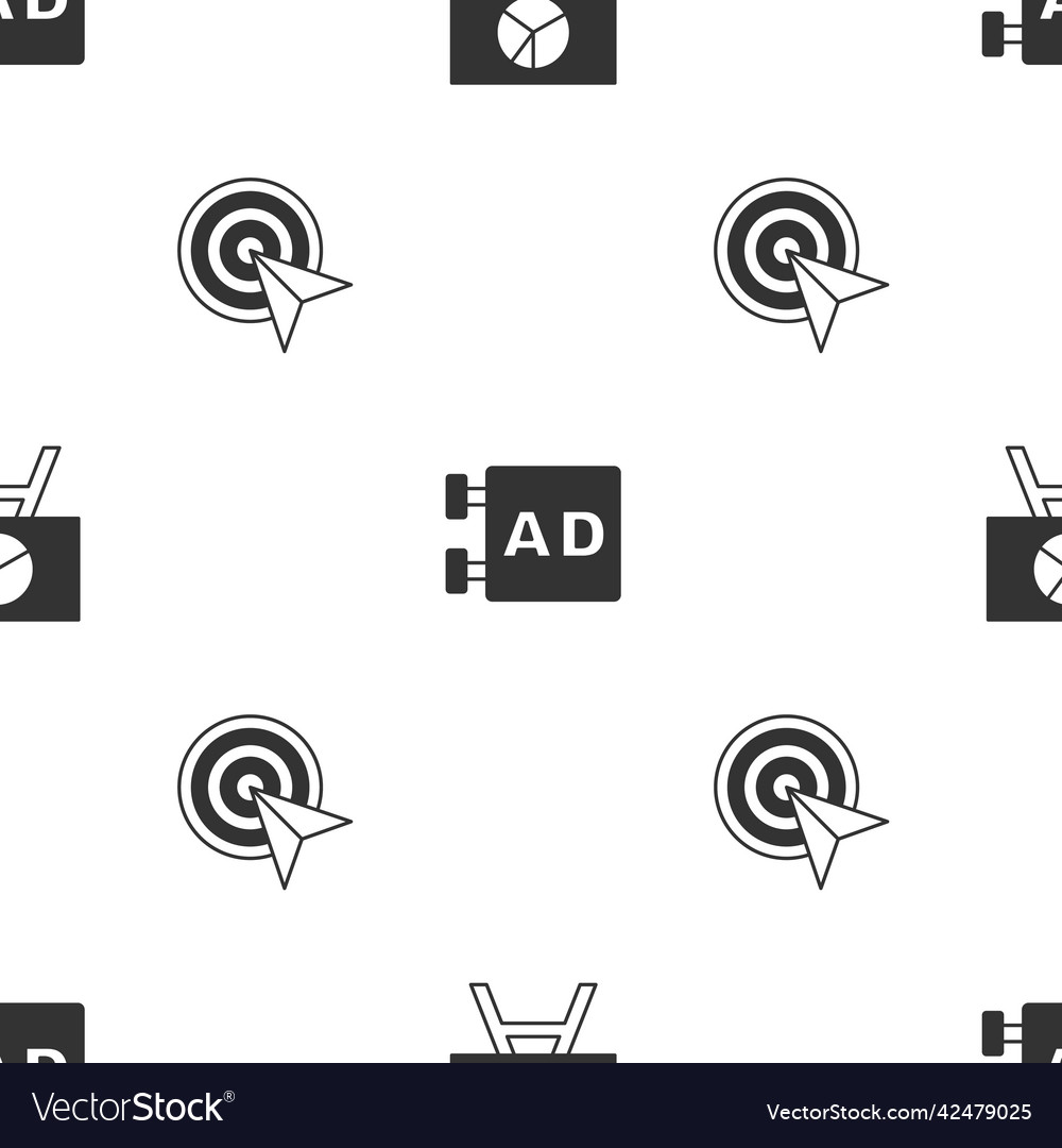 Set board with graph chart advertising and target vector image Set board with graph chart advertising and target