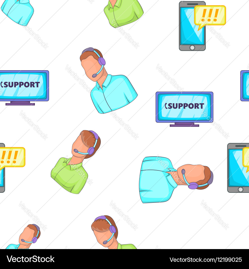 Support service pattern cartoon style Royalty Free Vector