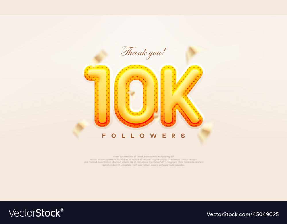 Yellow gold number 10k thanks to followers modern Vector Image