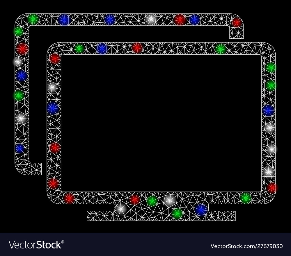 Bright mesh network computers with light spots vector image Bright mesh network computers with light spots