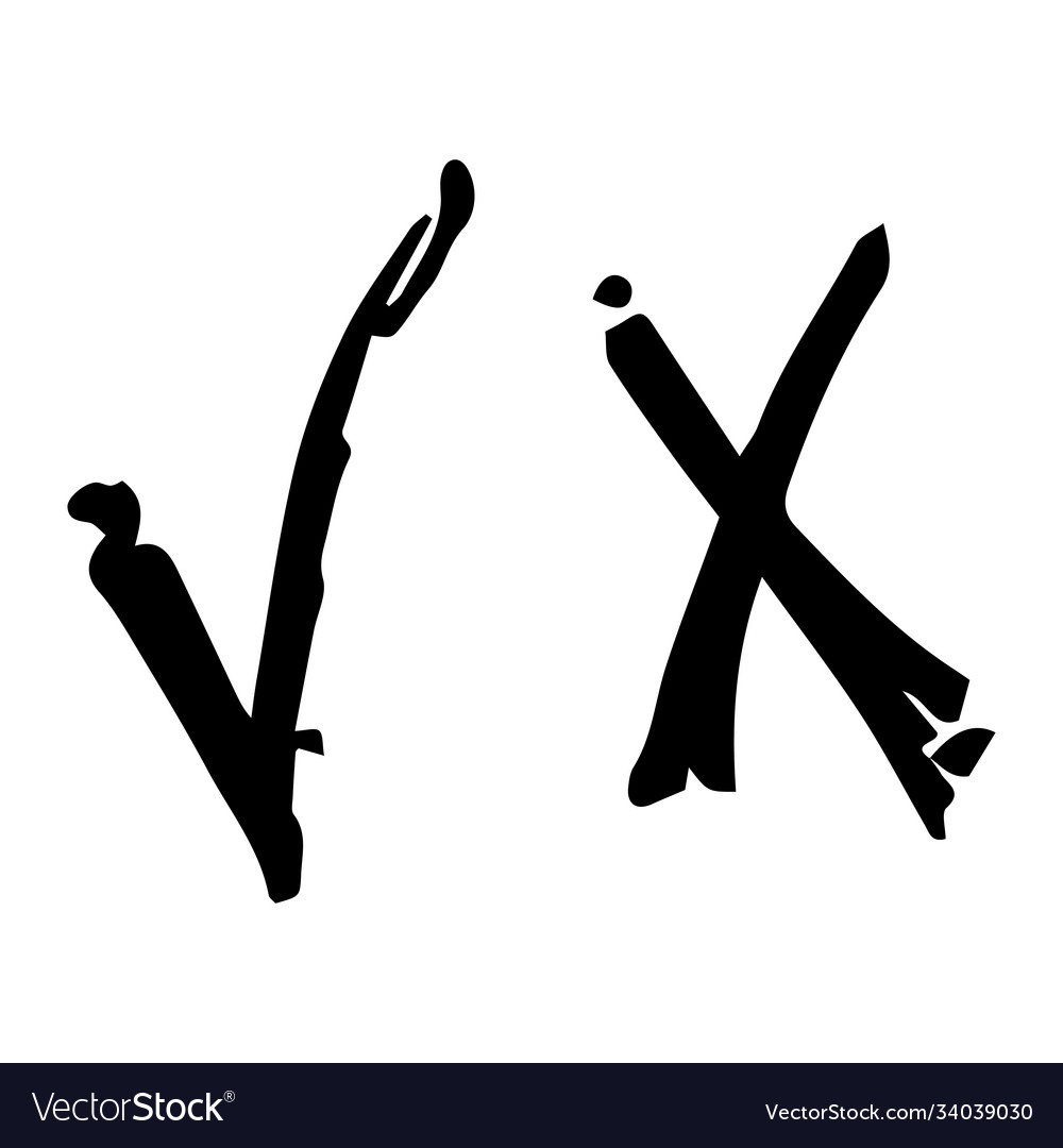 Check-mark icon and a cross check mark