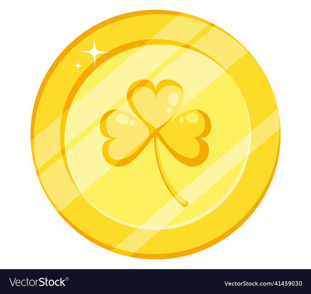 Coin with clover symbol Royalty Free Vector Image