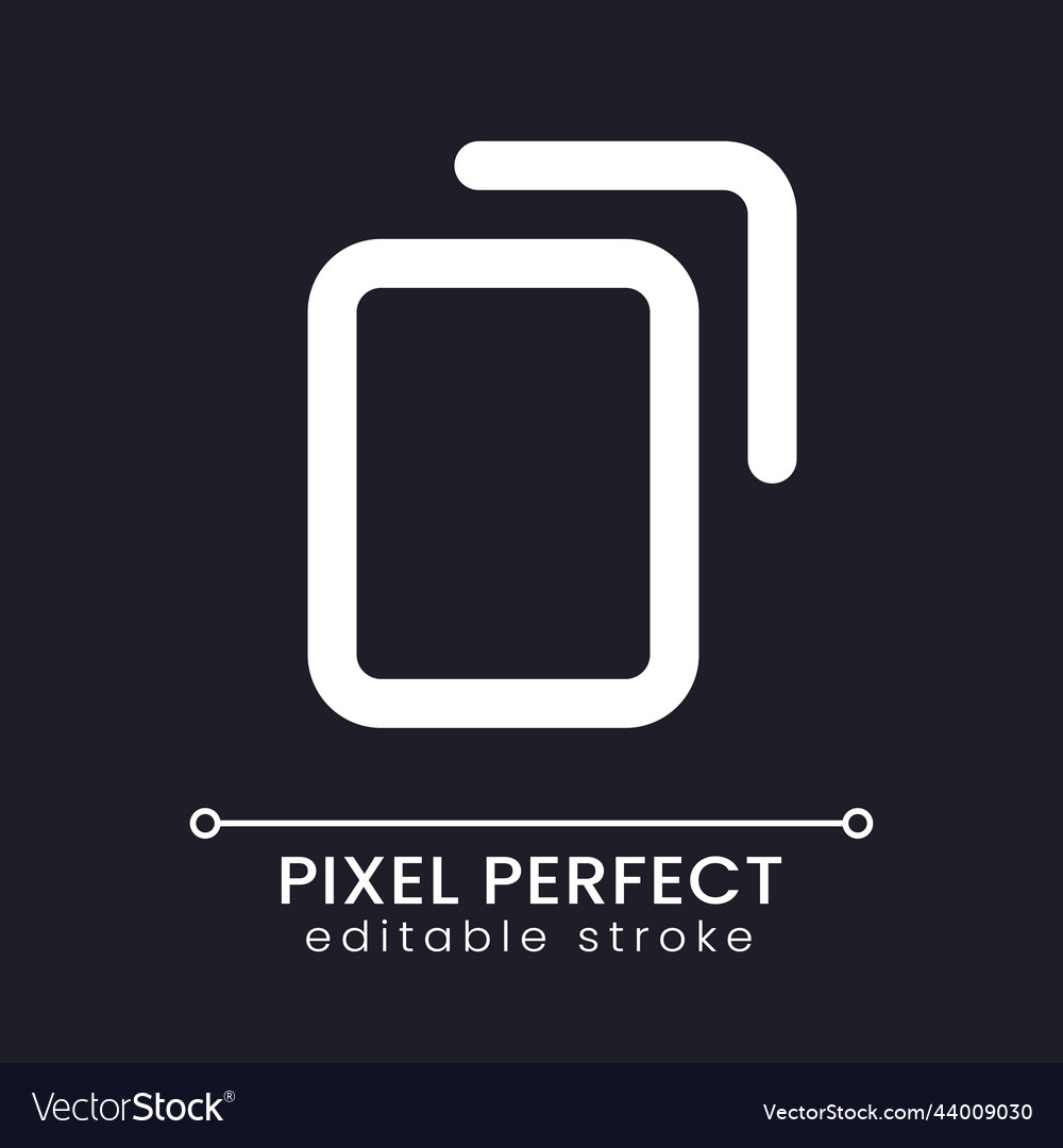 Copy pixel perfect white linear ui icon for dark vector image Copy pixel perfect white linear ui icon for dark