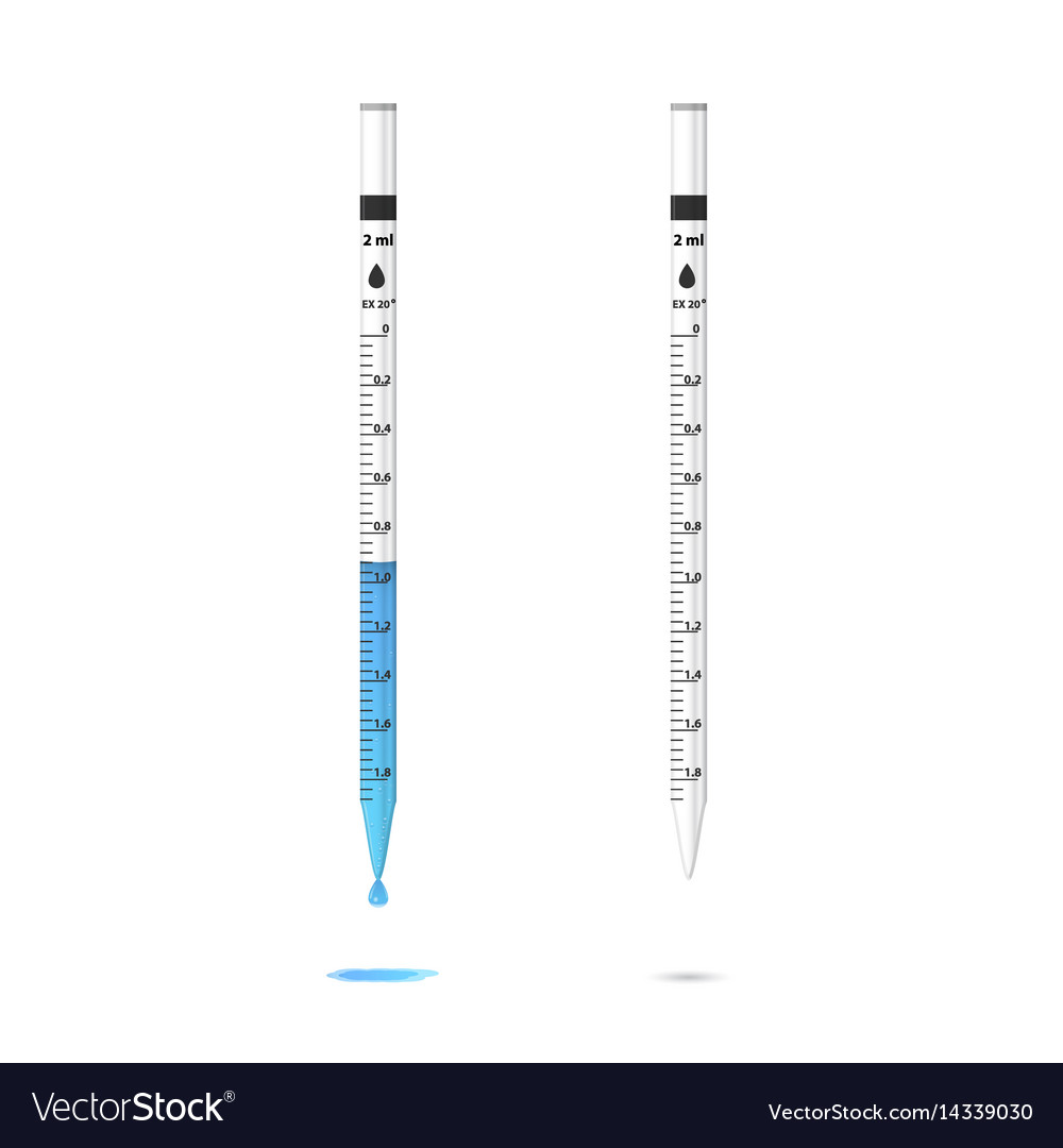 Empty and filled lab pipettes