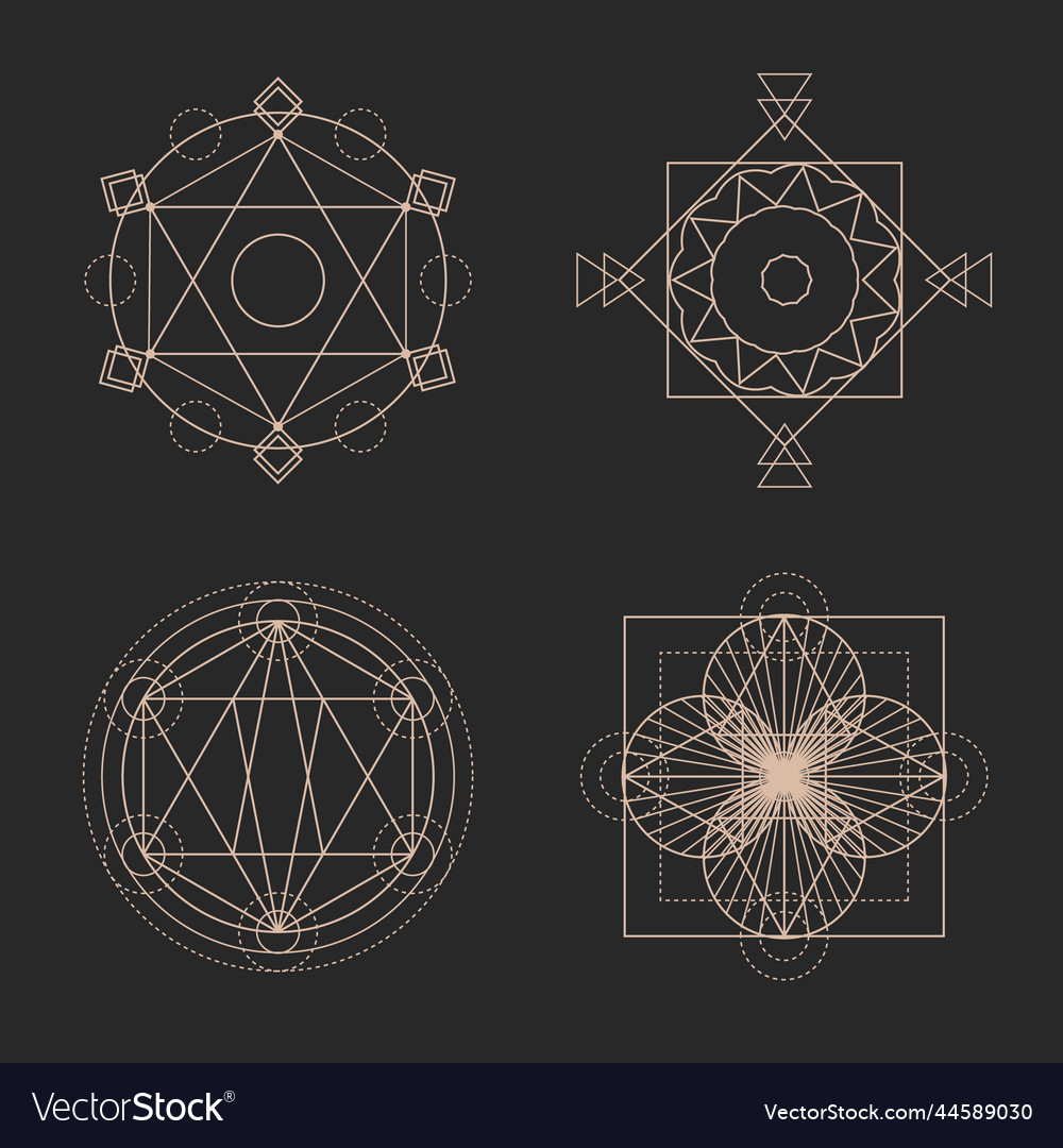 Flat design sacred geometry element set vector image Flat design sacred geometry element set