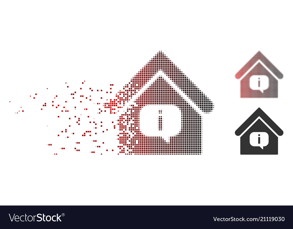Fragmented pixel halftone hint building icon vector image Fragmented pixel halftone hint building icon