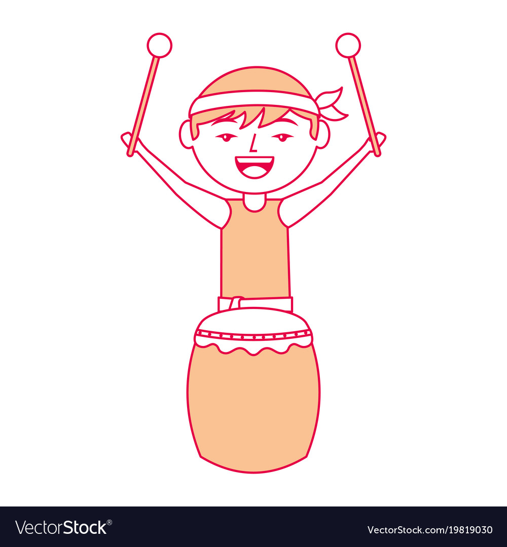 Funny cartoon chinese man standing with drum Vector Image Funny cartoon chinese man standing with drum Vector Image