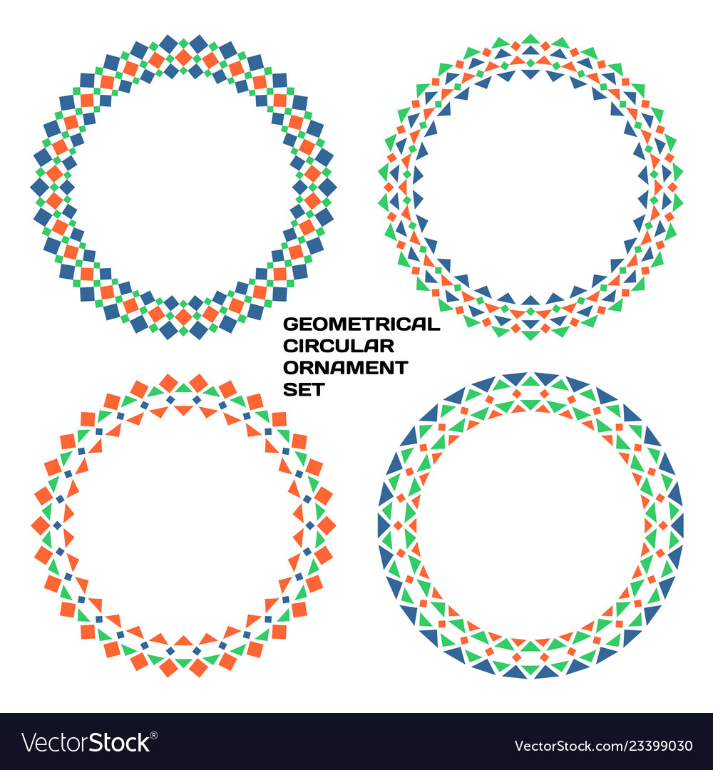 Geometrical circular ornament set color patterns vector image Geometrical circular ornament set color patterns