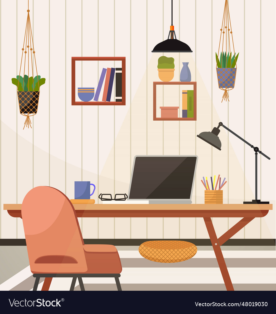 Home Office Work From Workspace Royalty Free Vector Image