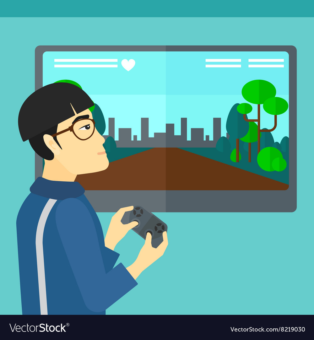 Man playing video game